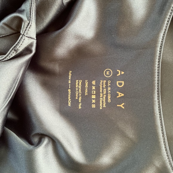 *Price Drop* NWOT ADAY midnight black stretch satin long haul jumpsuit - size M - Picture 7 of 7